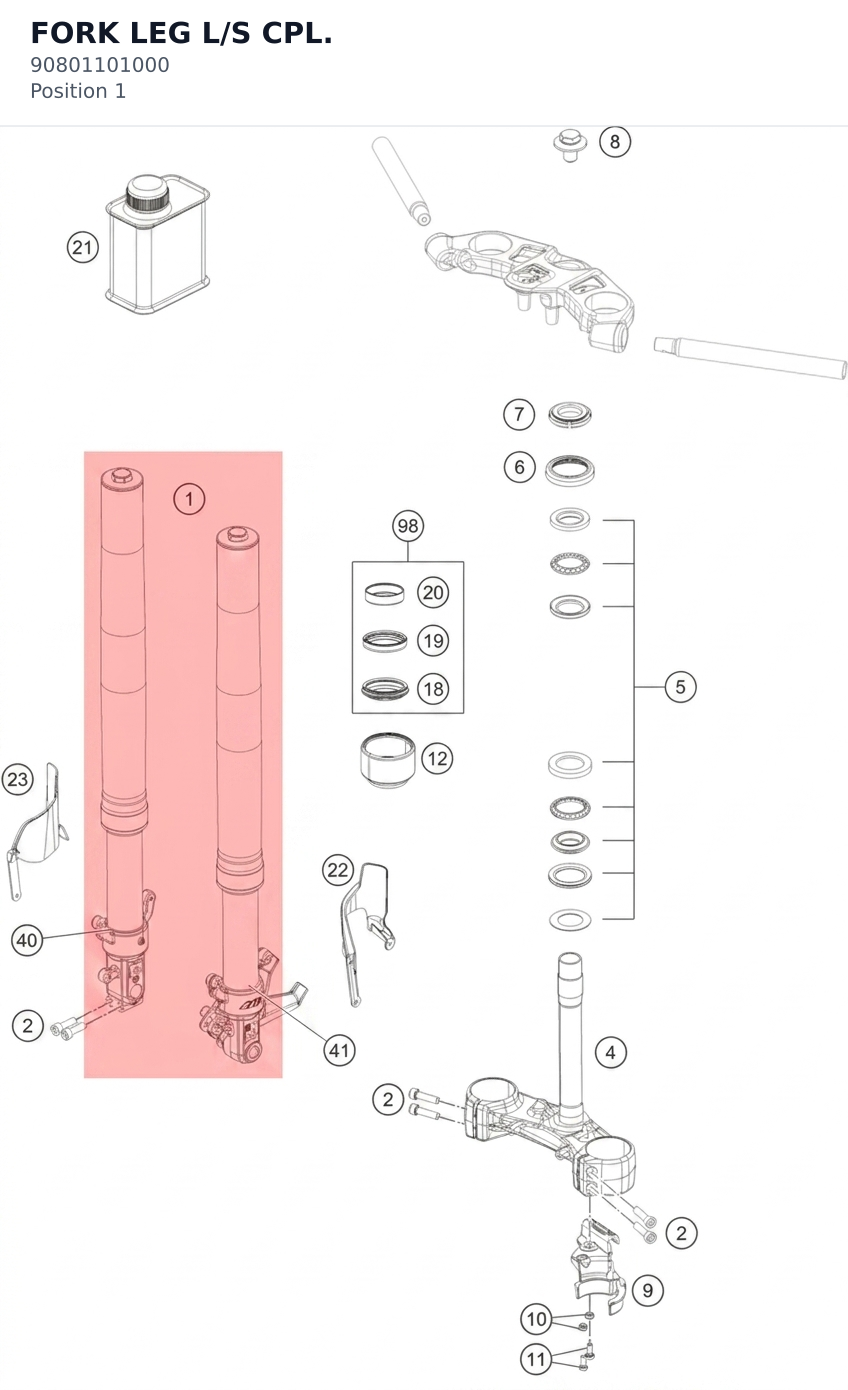 Diagram preview: FORK LEG L/S CPL. (90801101000)