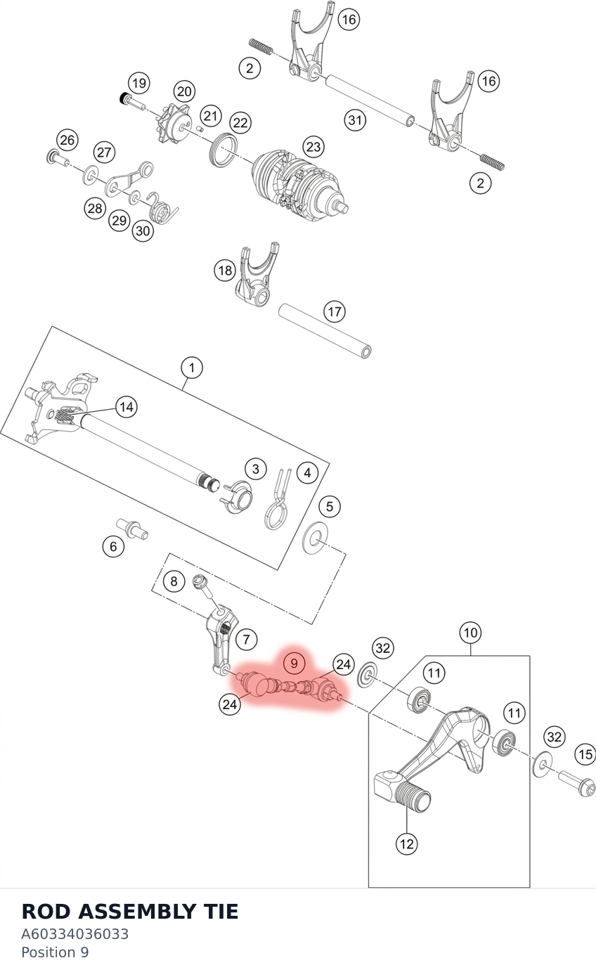 Diagram preview: ROD ASSEMBLY TIE (A60334036033)