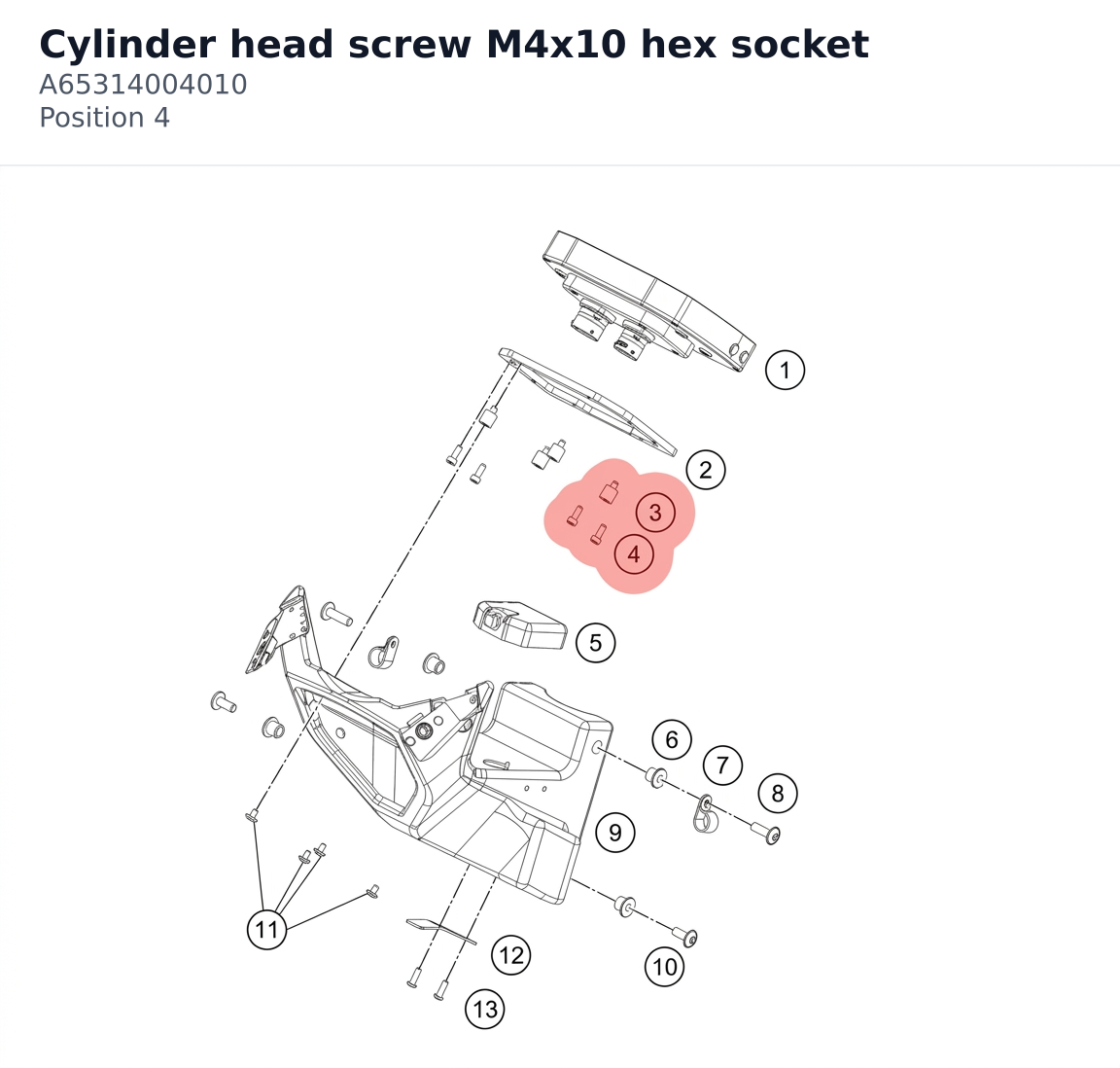Diagram preview: Cylinder head screw M4x10 hex socket (A65314004010)
