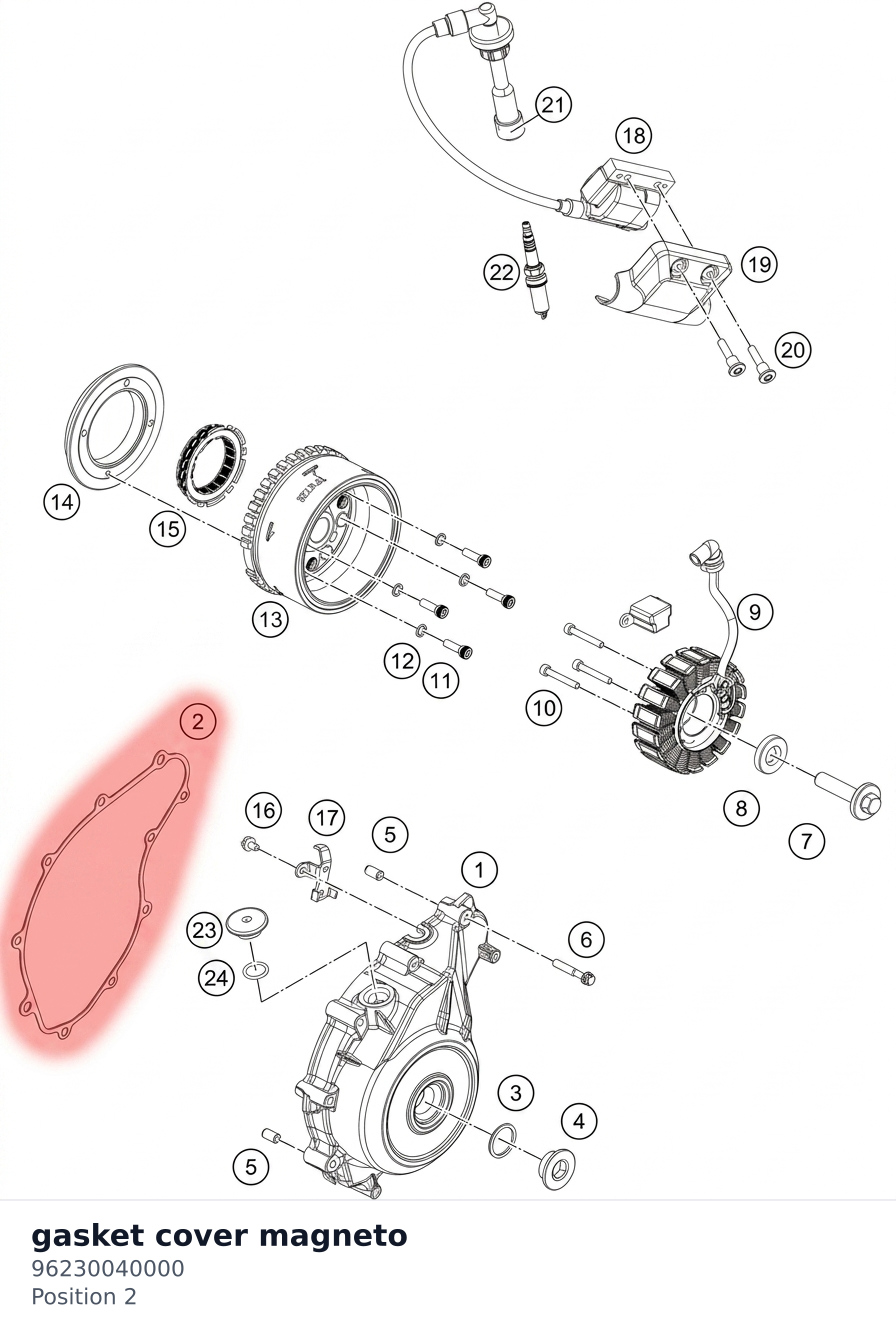 Diagram preview: gasket cover magneto (96230040000)