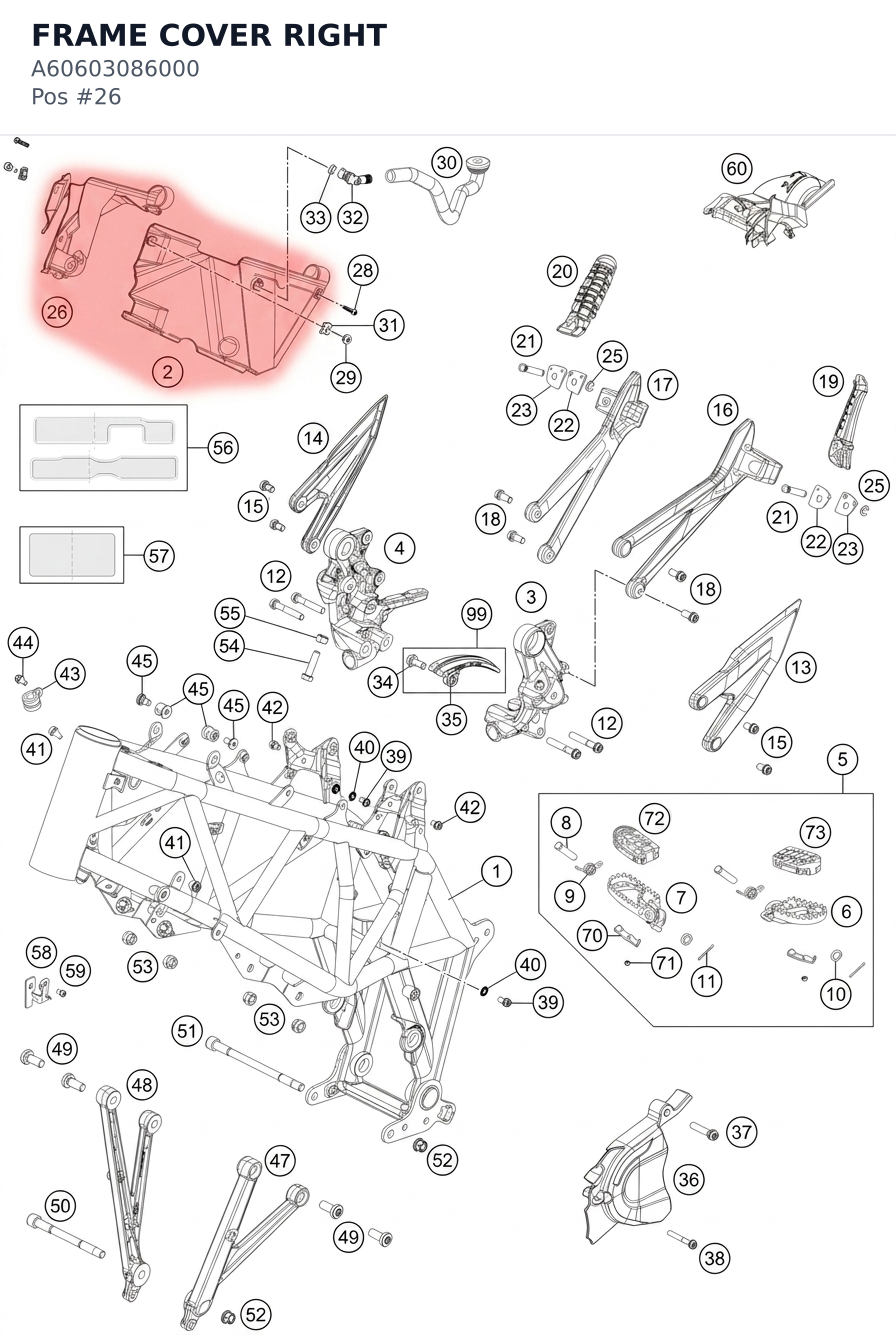 Diagram preview: FRAME COVER RIGHT (A60603086000)