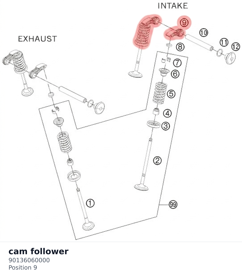 Diagram preview: cam follower (90136060000)