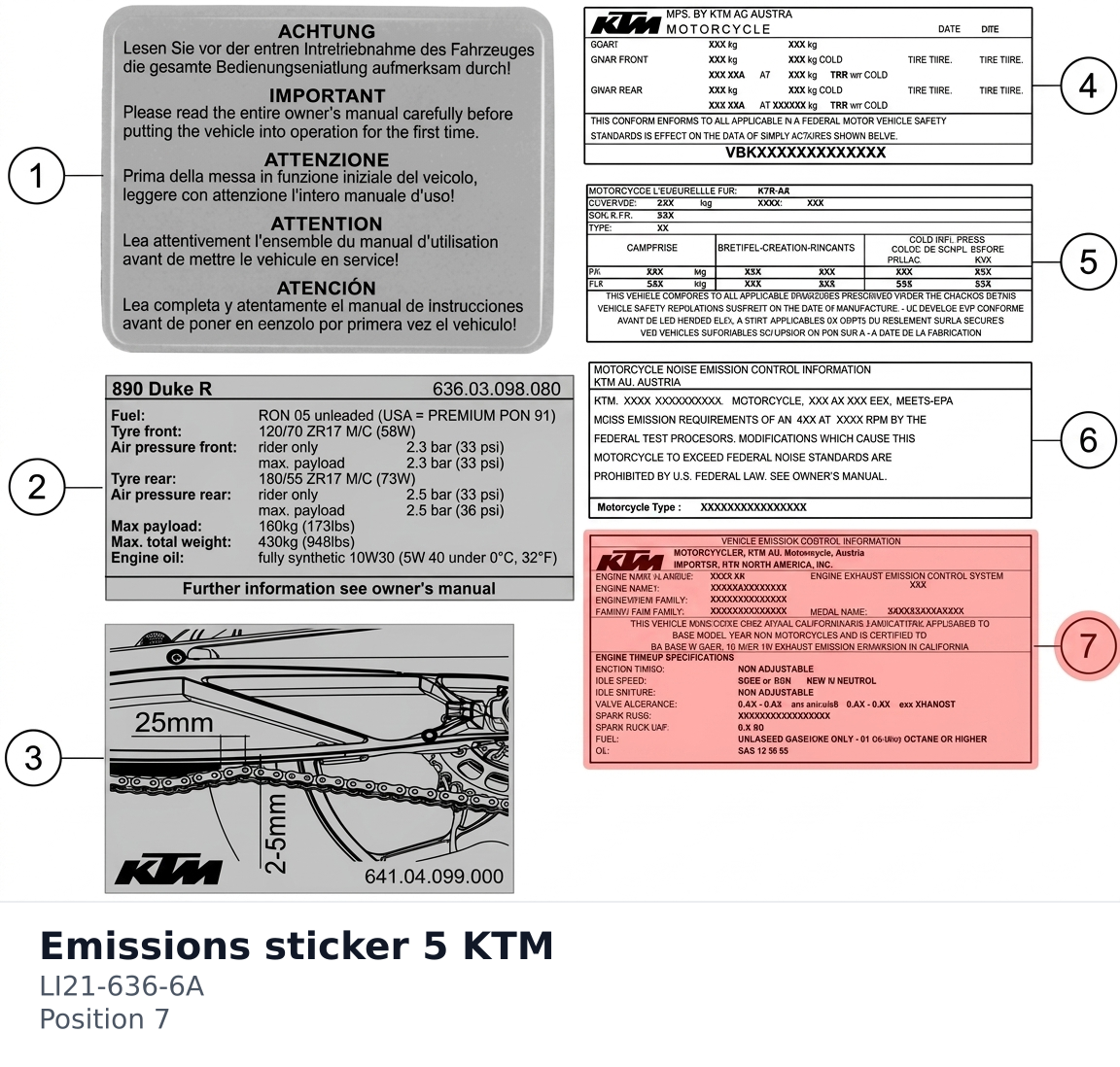Diagram preview: Emissions sticker 5 KTM (LI21-636-6A)