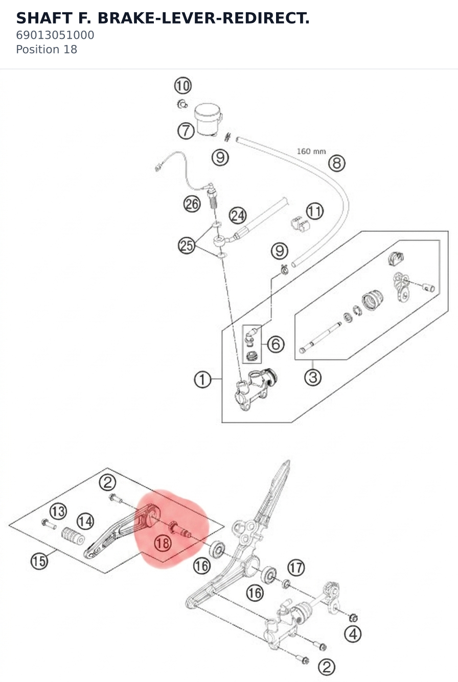 Diagram preview: SHAFT F. BRAKE-LEVER-REDIRECT. (69013051000)