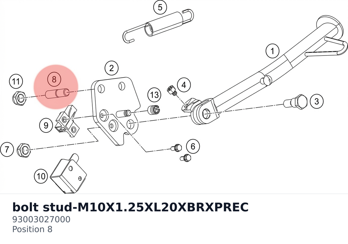 Diagram preview: bolt stud-M10X1.25XL20XBRXPREC (93003027000)