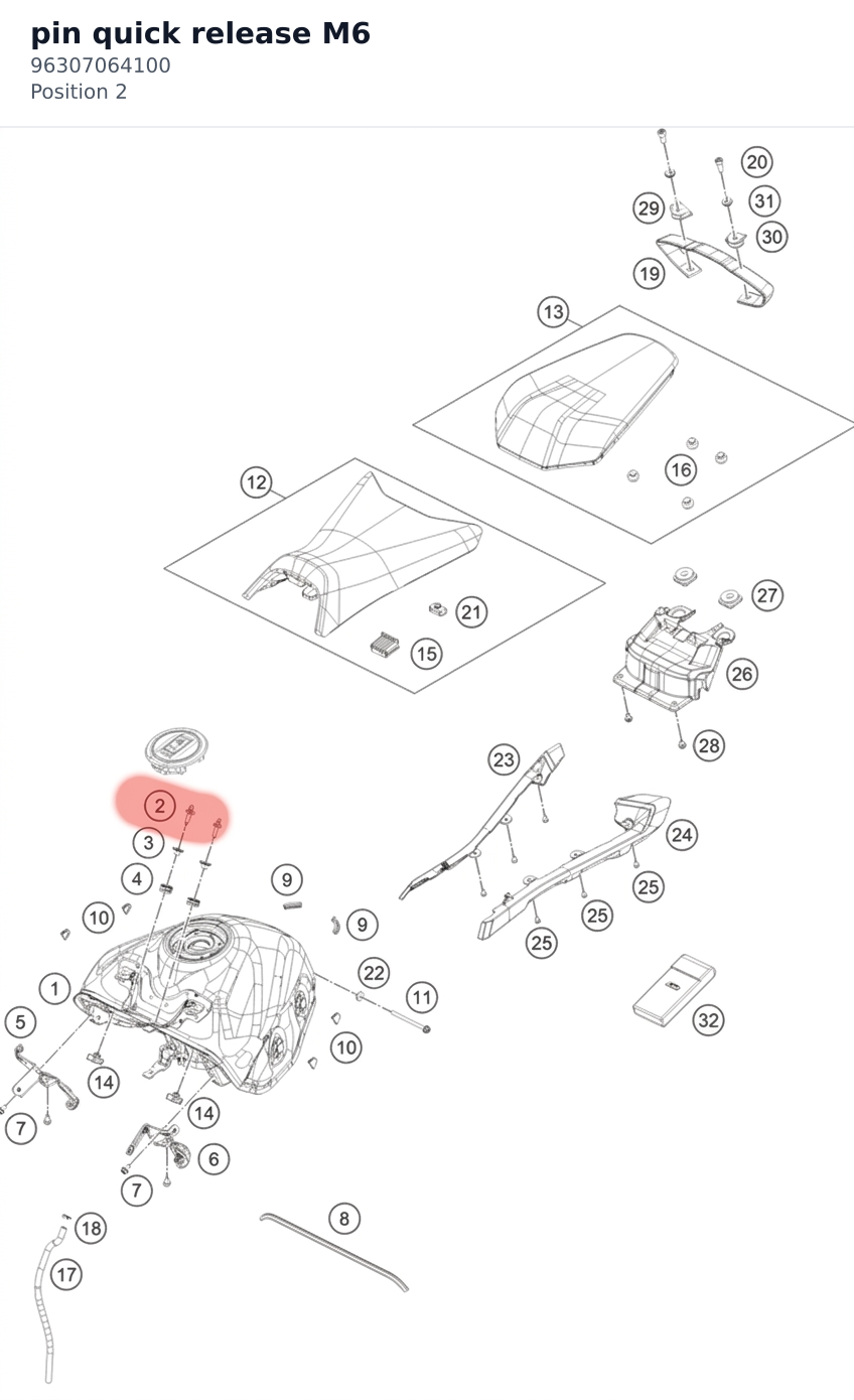Diagram preview: pin quick release M6 (96307064100)