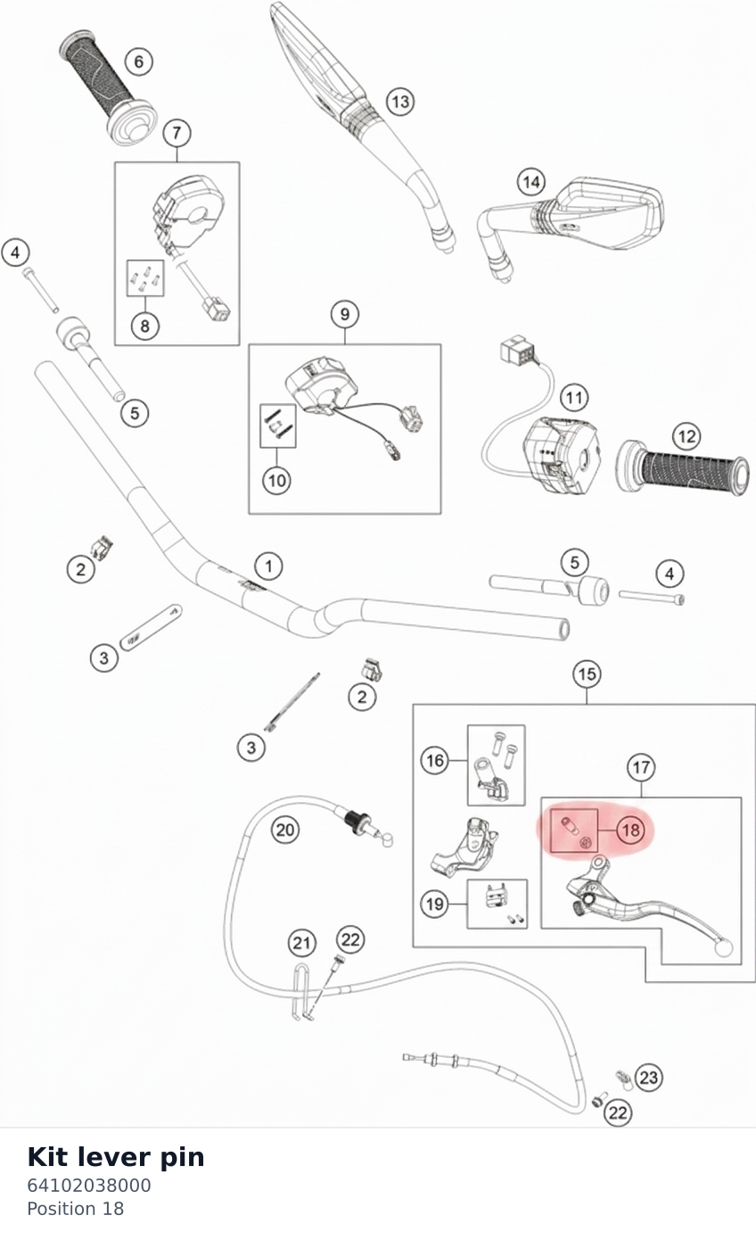 Diagram preview: Kit lever pin (64102038000)