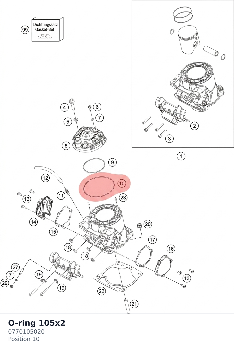Diagram preview: O-ring 105x2 (0770105020)