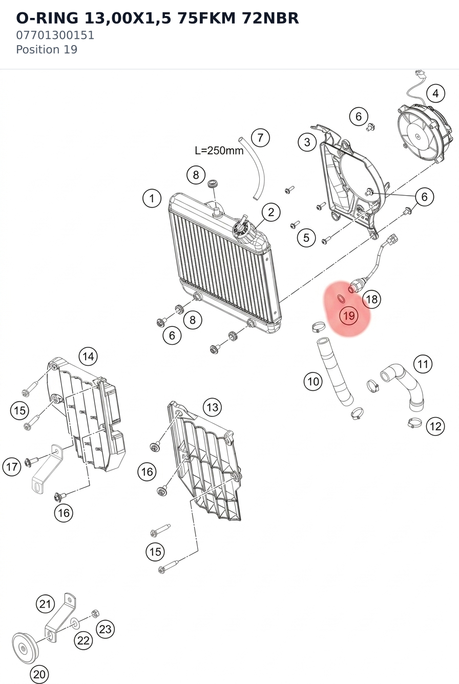 Diagram preview: O-RING 13,00X1,5 75FKM 72NBR (07701300151)