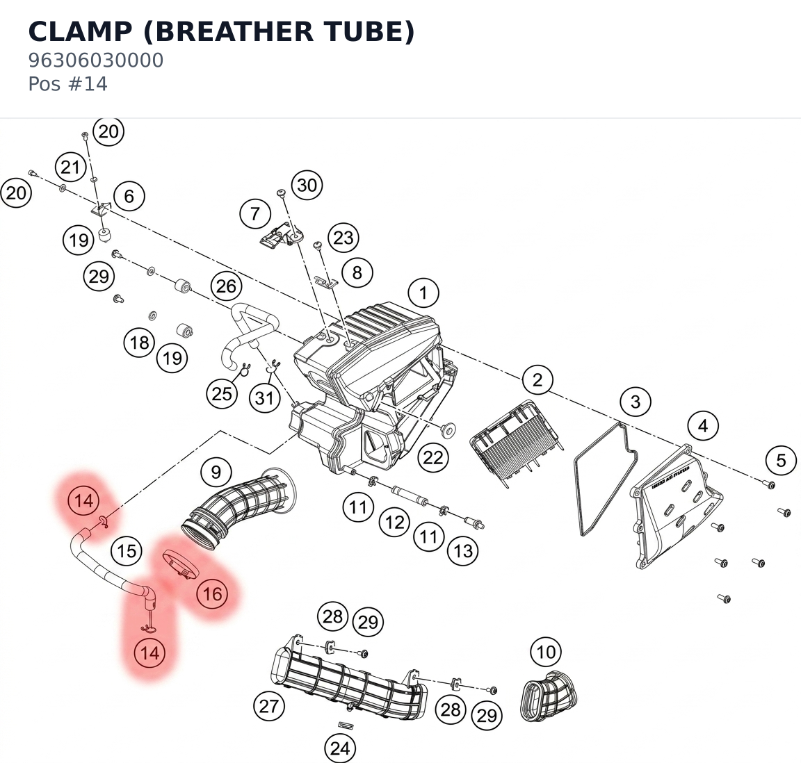 Diagram preview: CLAMP (BREATHER TUBE) (96306030000)
