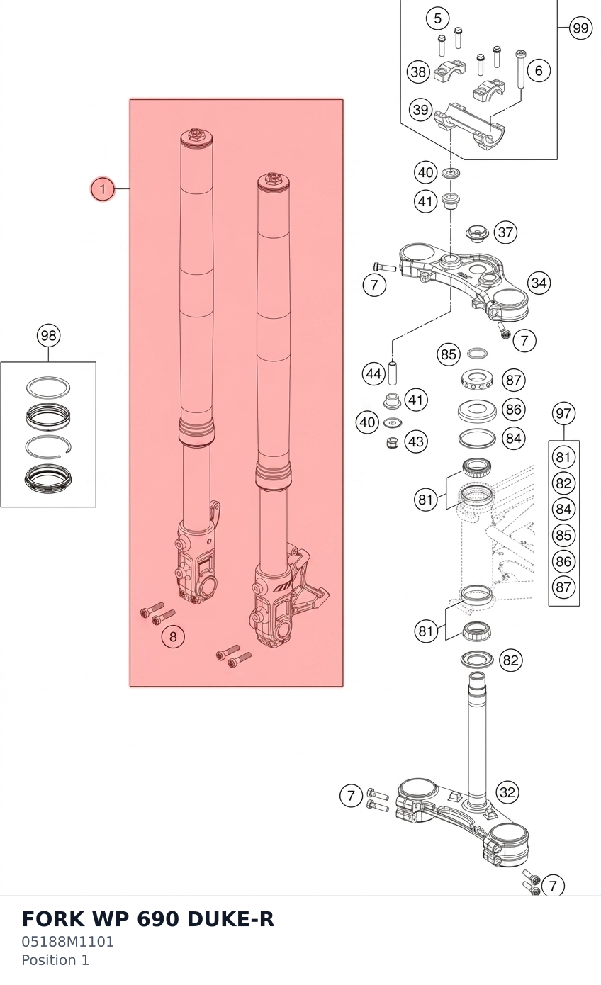 Diagram preview: FORK WP 690 DUKE-R (05188M1101)