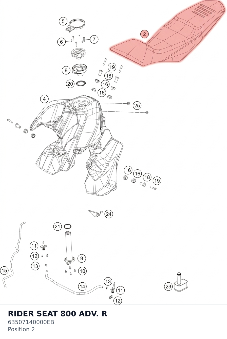Diagram preview: RIDER SEAT 800 ADV. R (63507140000EB)
