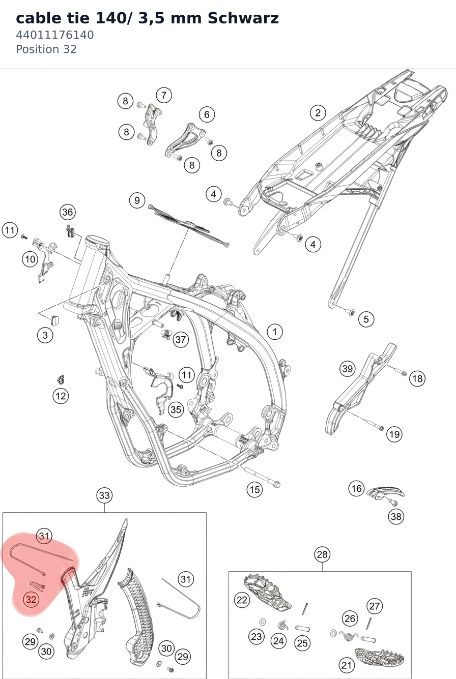 Diagram preview: cable tie 140/ 3,5 mm Schwarz (44011176140)
