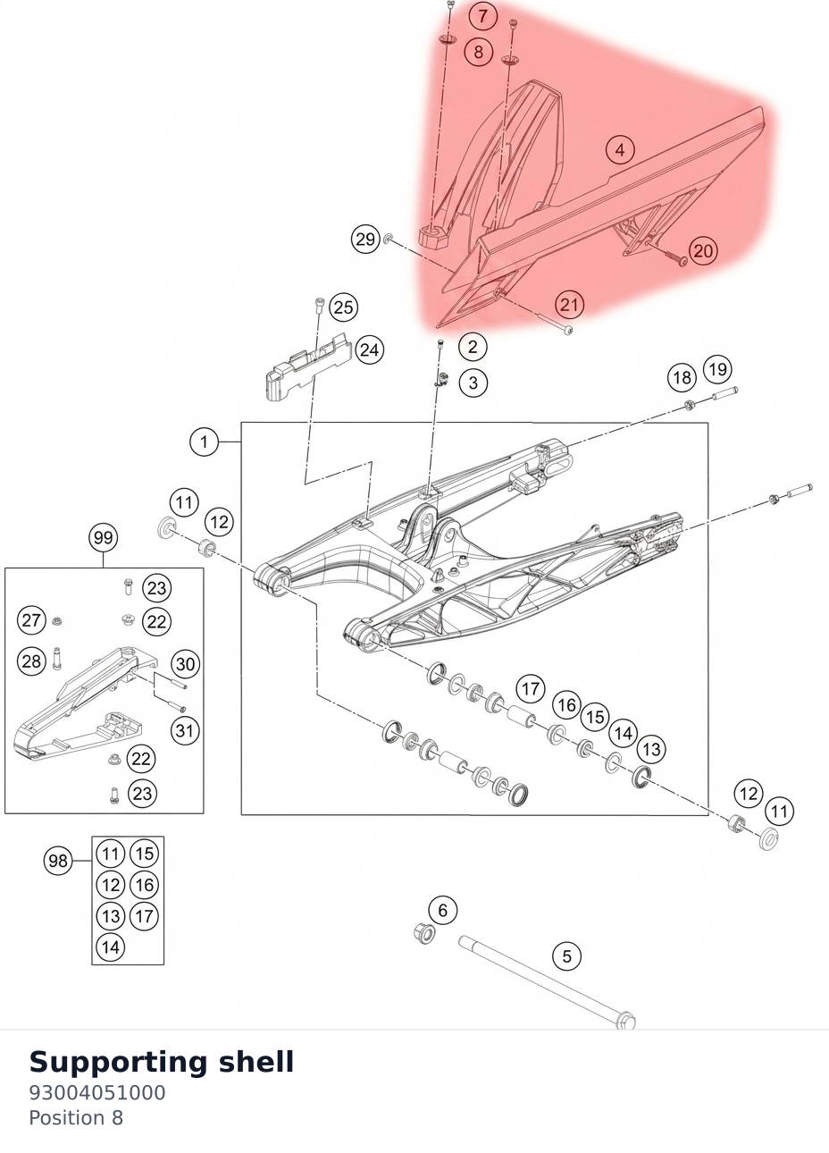 Diagram preview: Supporting shell (93004051000)