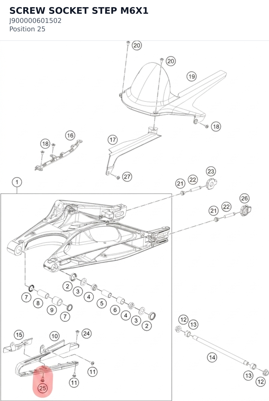 Diagram preview: SCREW SOCKET STEP M6X1 (J900000601502)