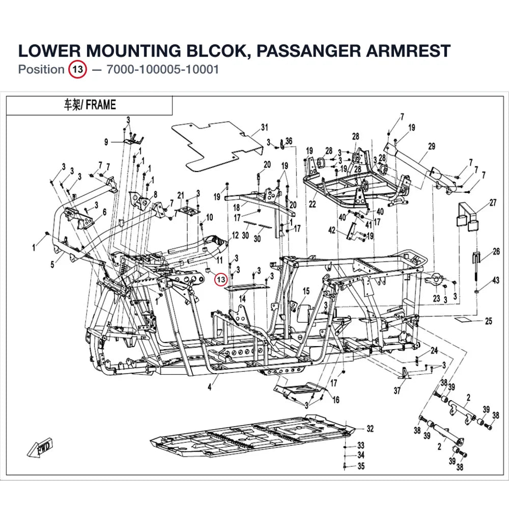 LOWER MOUNTING BLCOK, PASSANGER ARMREST product image