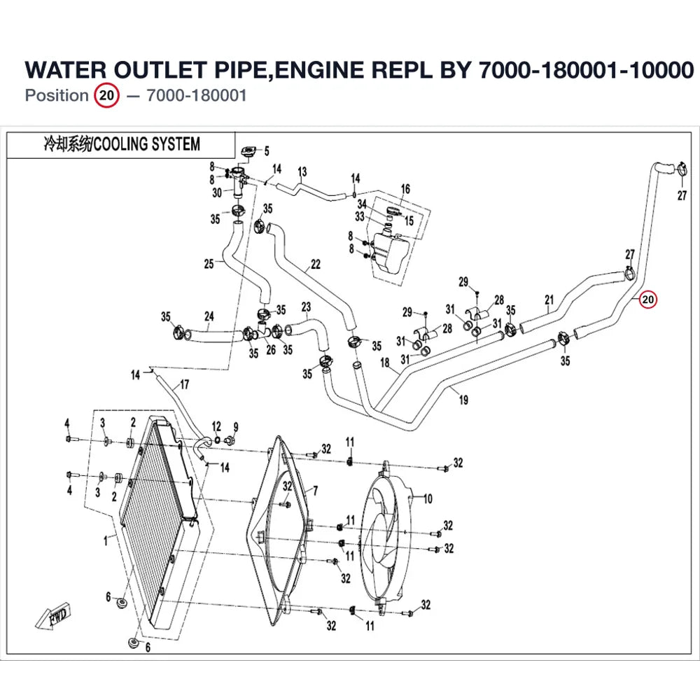 WATER OUTLET PIPE,ENGINE REPL BY 7000-180001-10000 product image