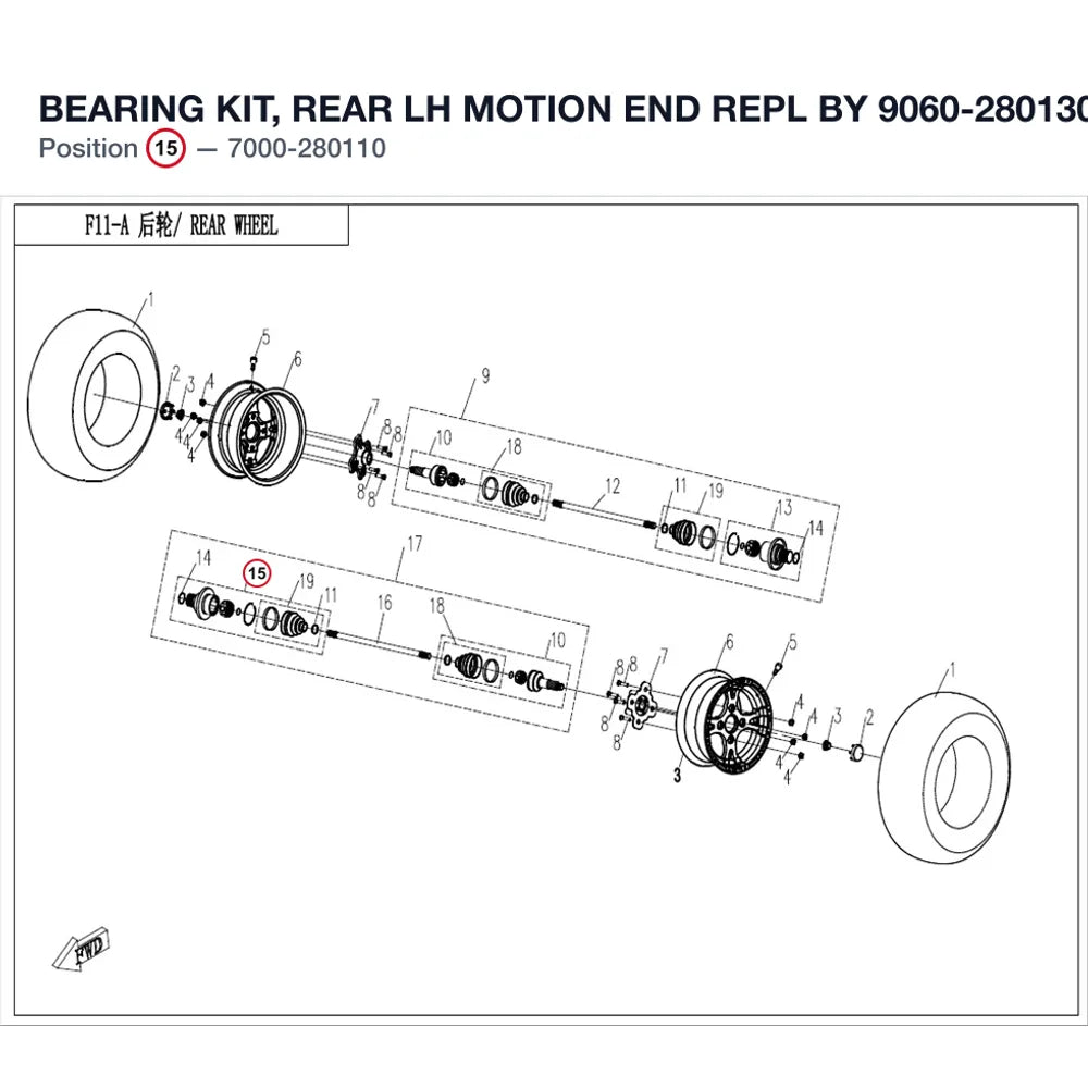 BEARING KIT, REAR LH MOTION END REPL BY 9060-280130-1000 product image