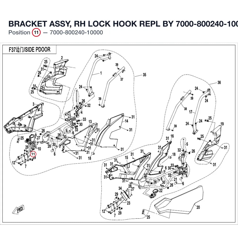 BRACKET ASSY, RH LOCK HOOK REPL BY 7000-800240-10001 product image