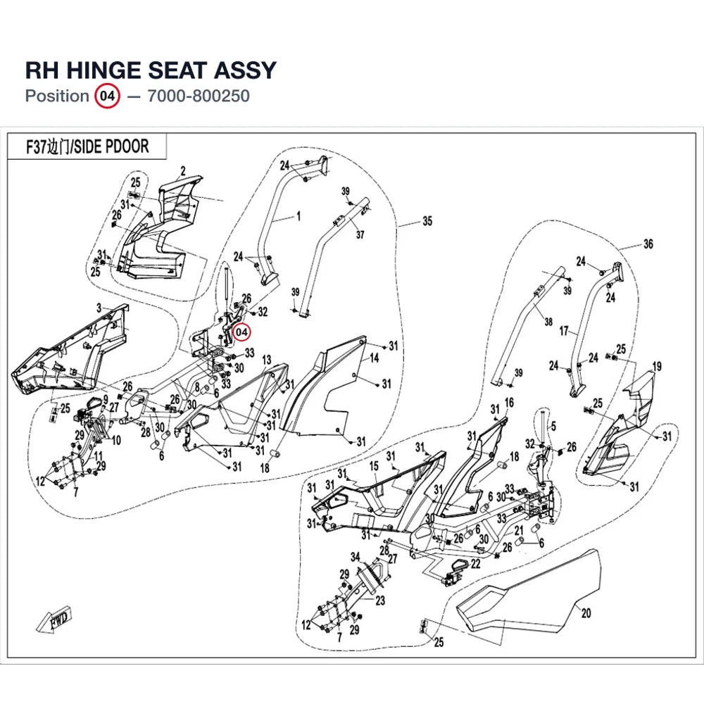 RH HINGE SEAT ASSY product image