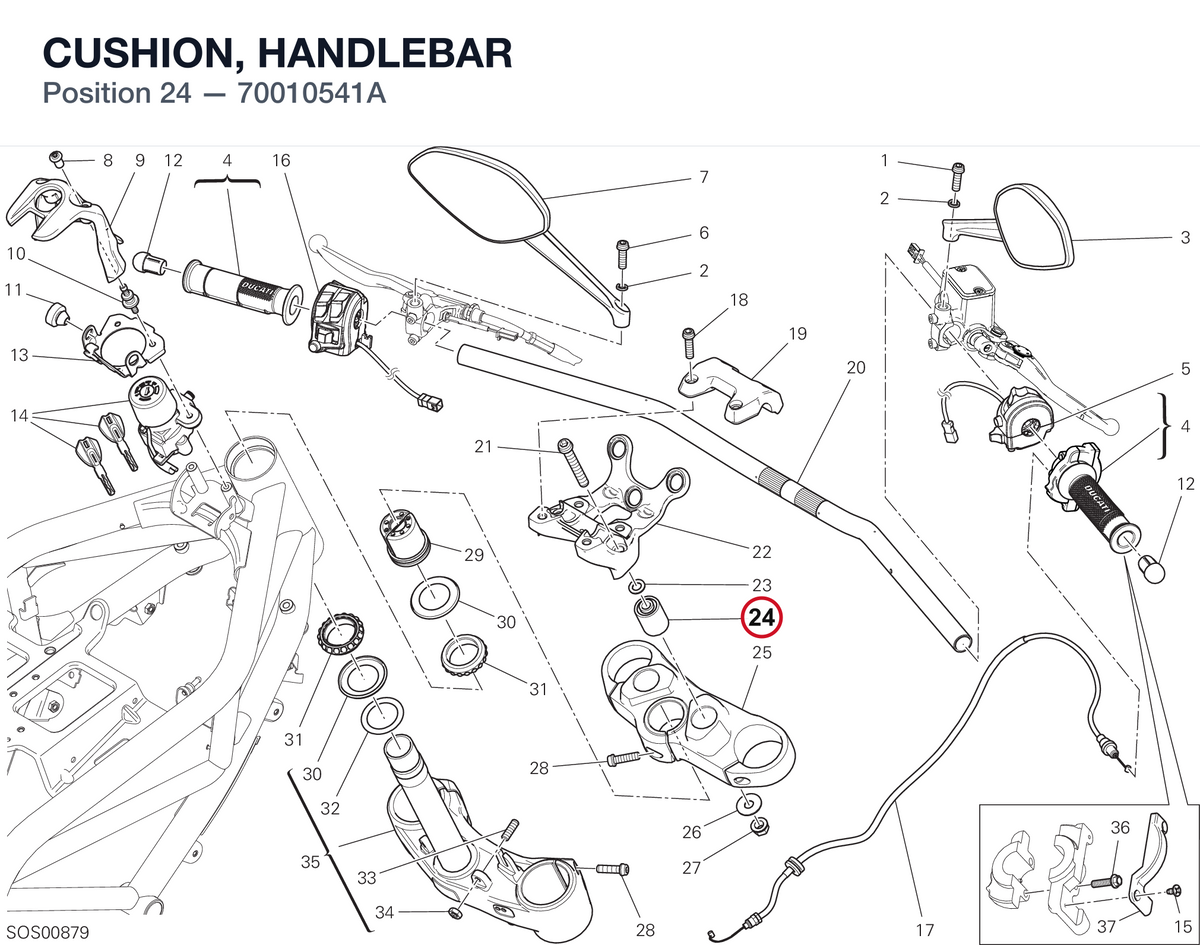 CUSHION, HANDLEBAR 70010541A diagram position