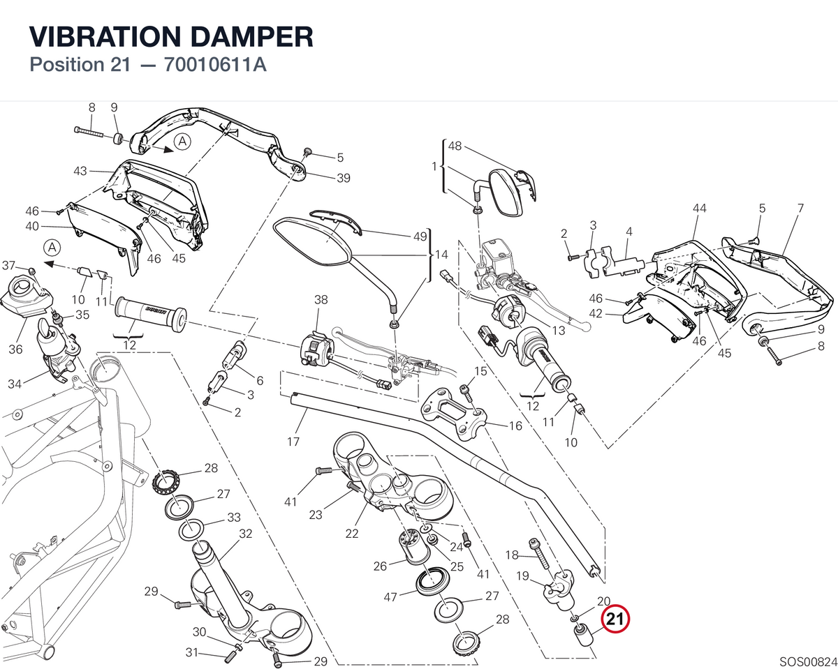 VIBRATION DAMPER 70010611A diagram position