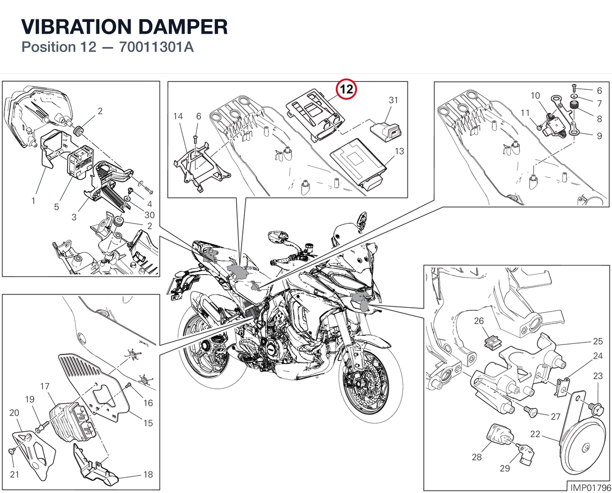 VIBRATION DAMPER 70011301A diagram position