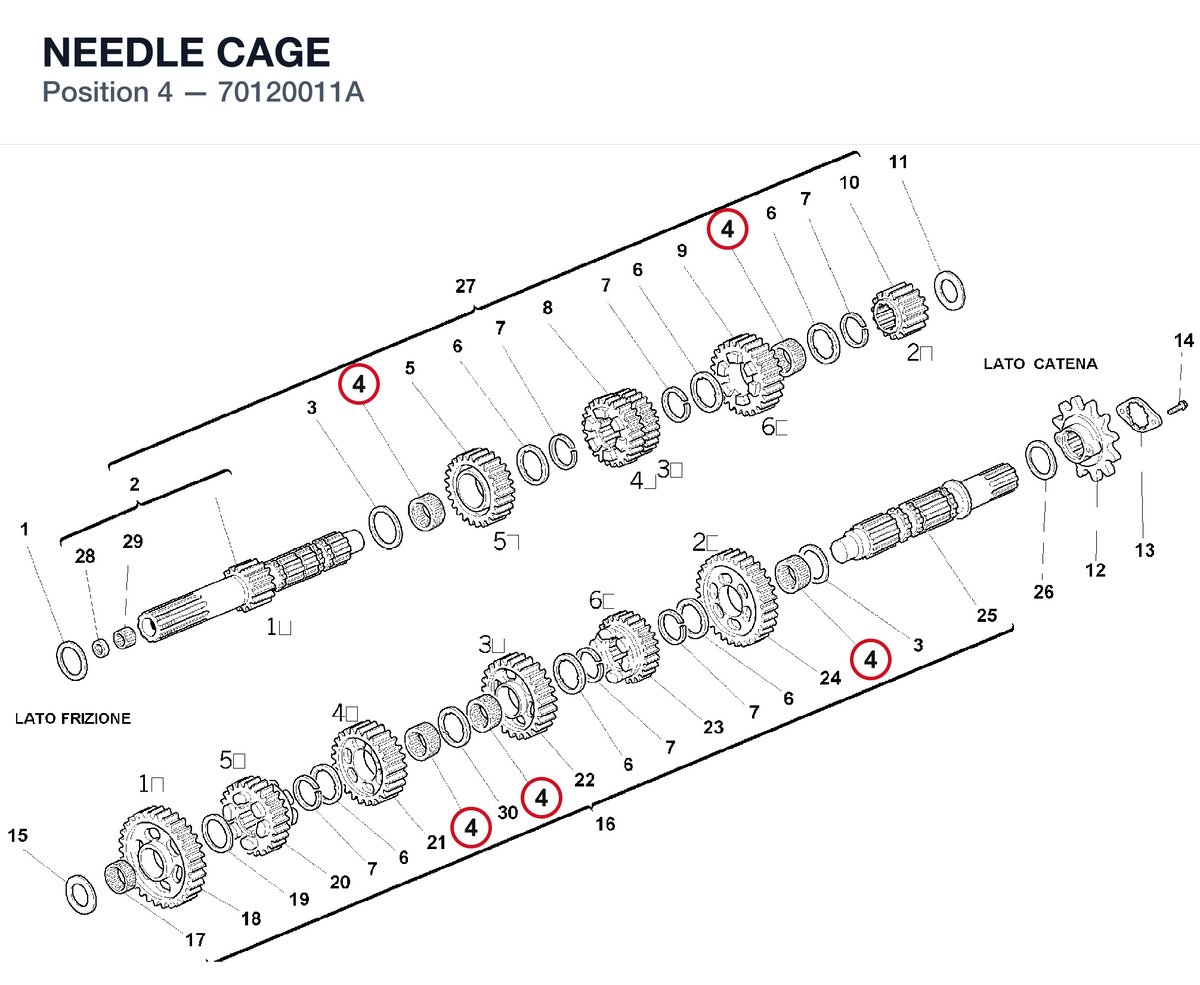 NEEDLE CAGE 70120011A diagram position