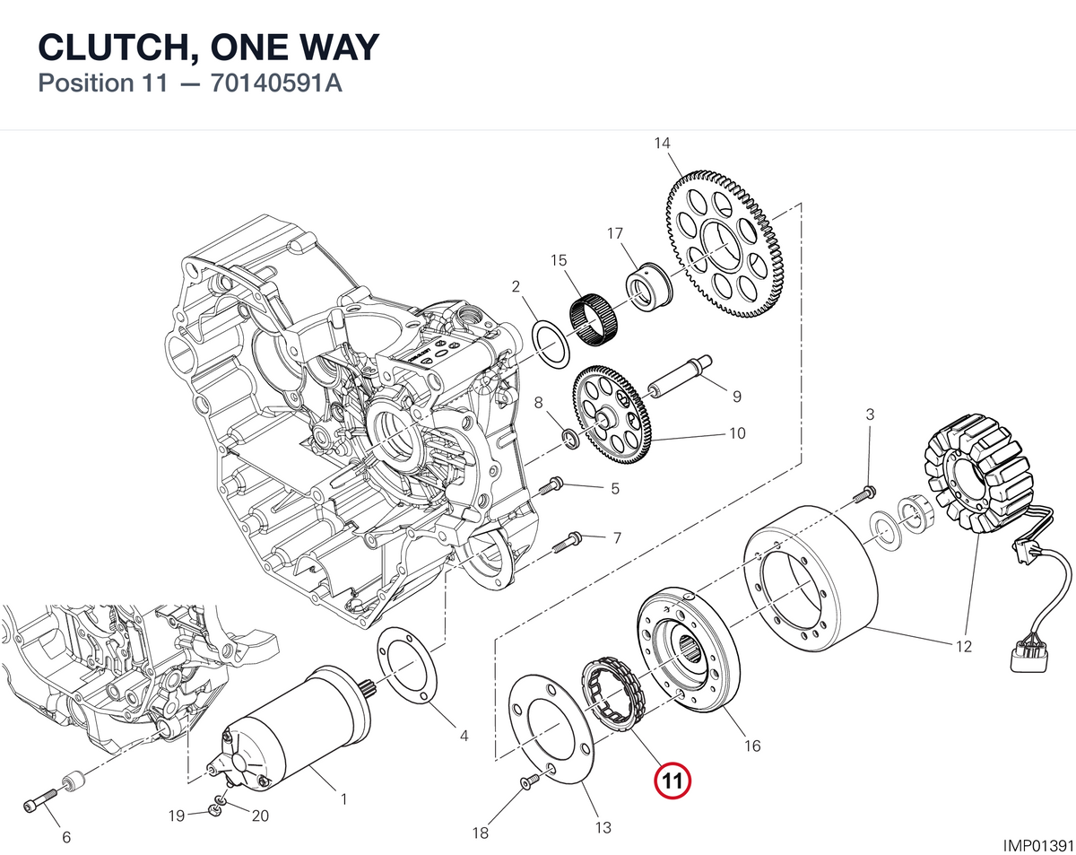 CLUTCH, ONE WAY 70140591A diagram position