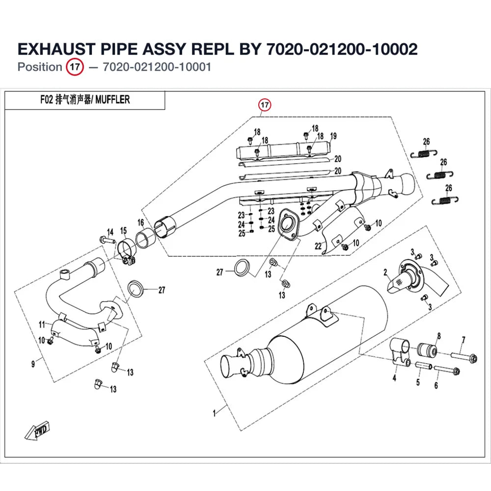 EXHAUST PIPE ASSY REPL BY 7020-021200-10002 product image