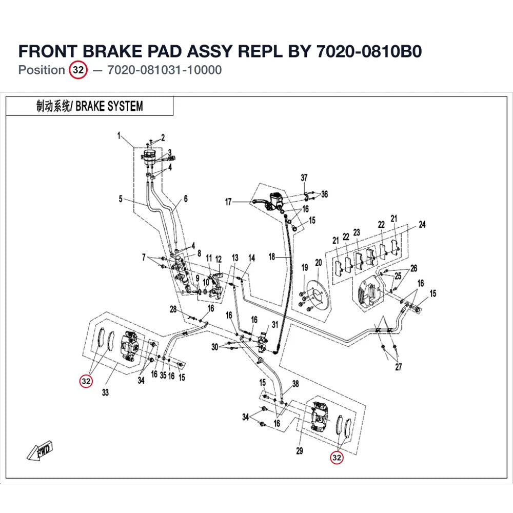 FRONT BRAKE PAD ASSY REPL BY 7020-0810B0 product image