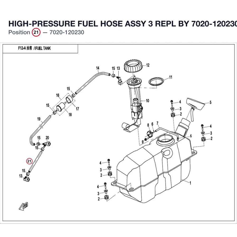 HIGH-PRESSURE FUEL HOSE ASSY 3 REPL BY 7020-120230-1000 product image