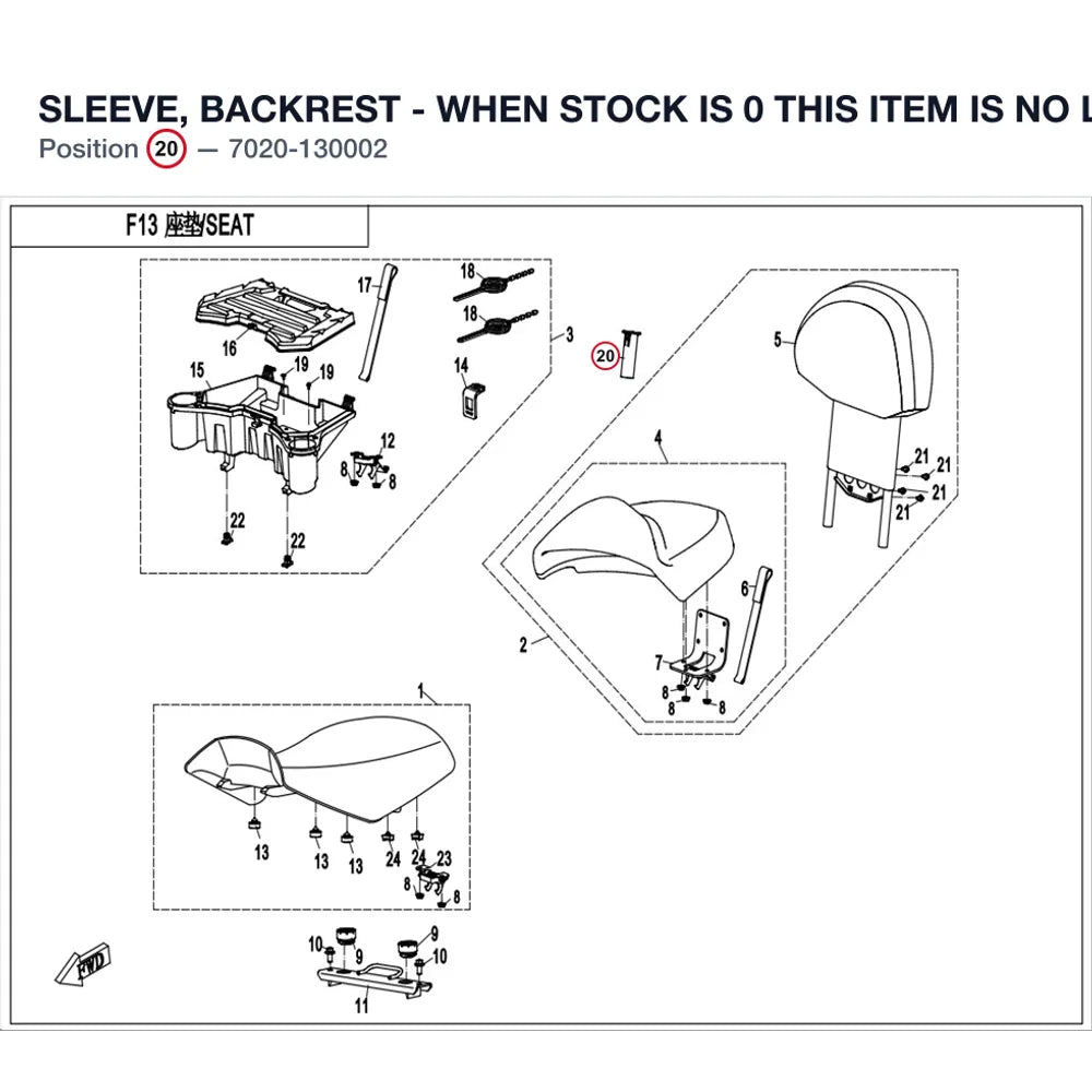 SLEEVE, BACKREST - WHEN STOCK IS 0 THIS ITEM IS NO LONGER AVAILABLE product image