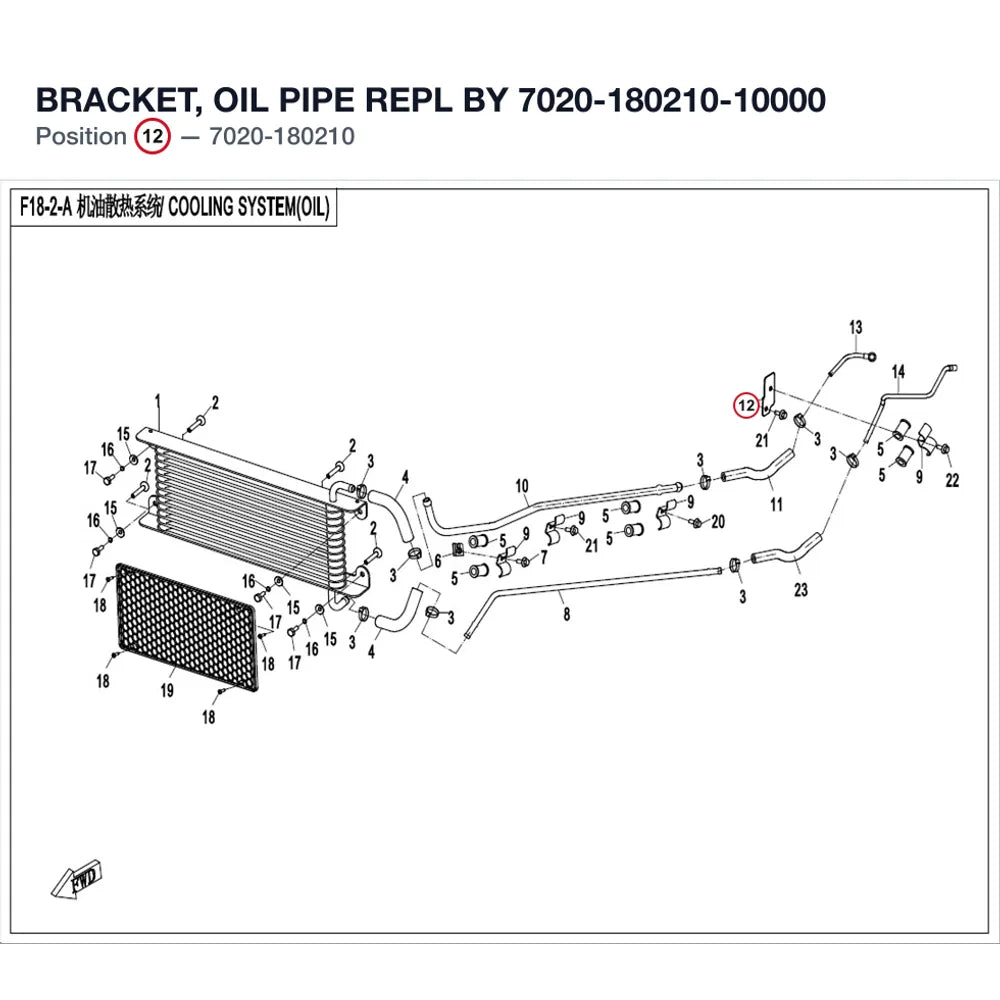 BRACKET, OIL PIPE REPL BY 7020-180210-10000 product image