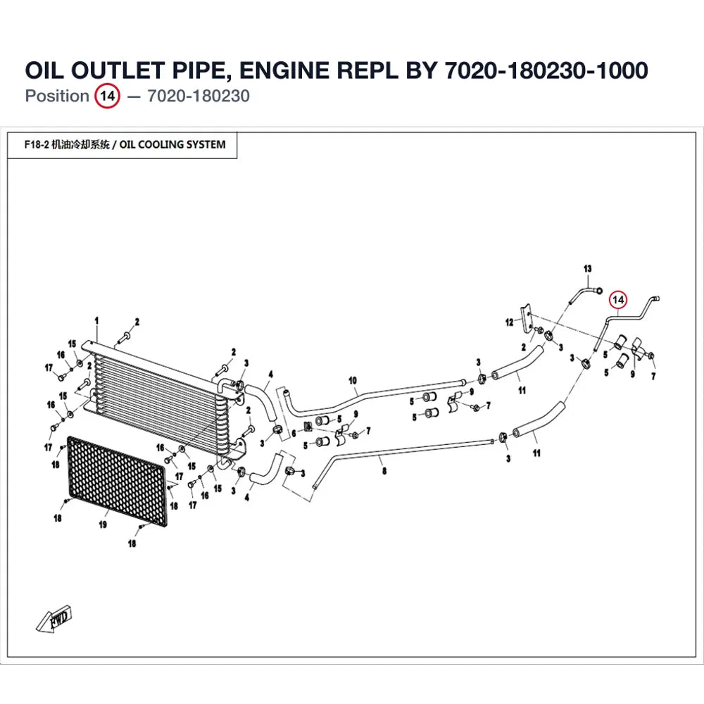 OIL OUTLET PIPE, ENGINE REPL BY 7020-180230-1000 product image