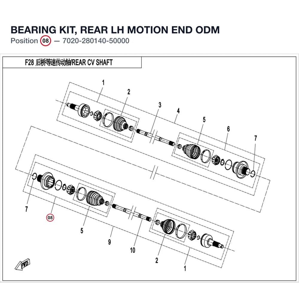 BEARING KIT, REAR LH MOTION END product image