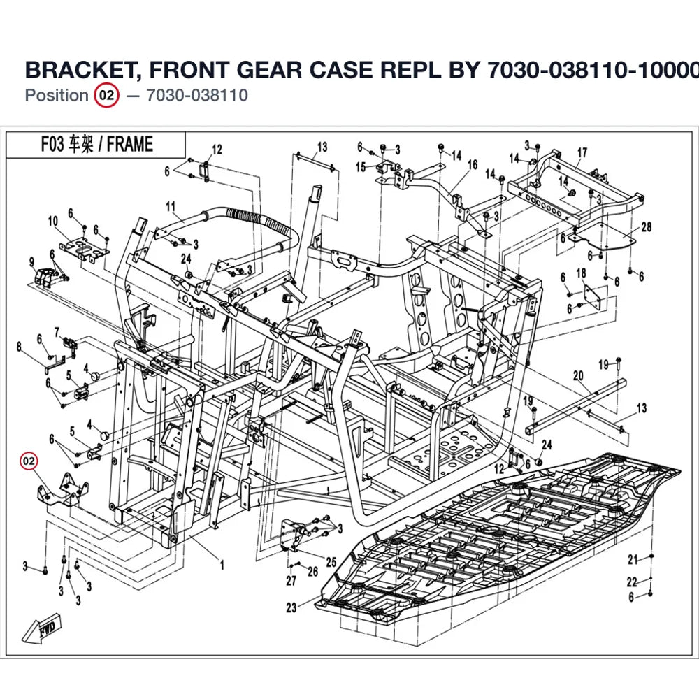 BRACKET, FRONT GEAR CASE REPL BY 7030-038110-10000 product image