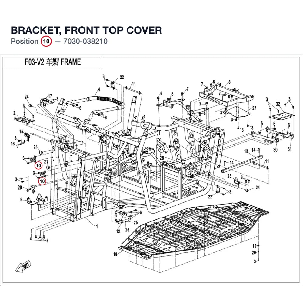 BRACKET, FRONT TOP COVER product image