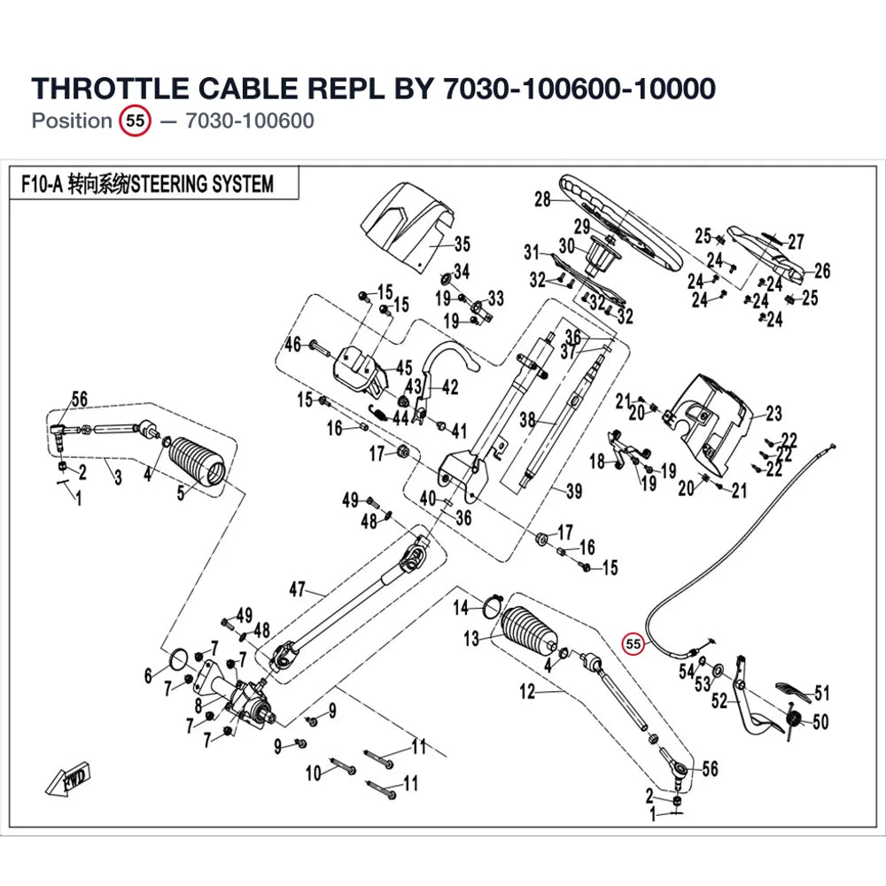 THROTTLE CABLE REPL BY 7030-100600-10000 product image