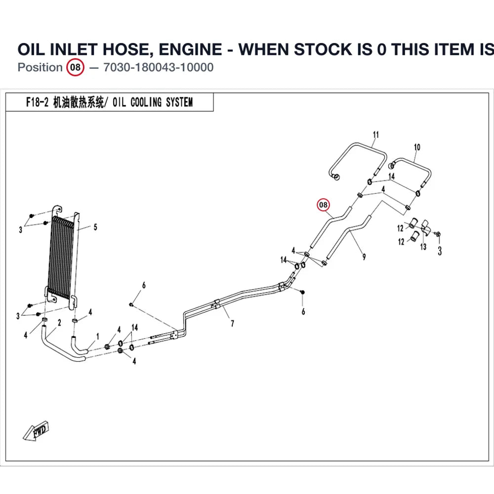 OIL INLET HOSE, ENGINE - WHEN STOCK IS 0 THIS ITEM IS NO LONGER AVAILABLE product image