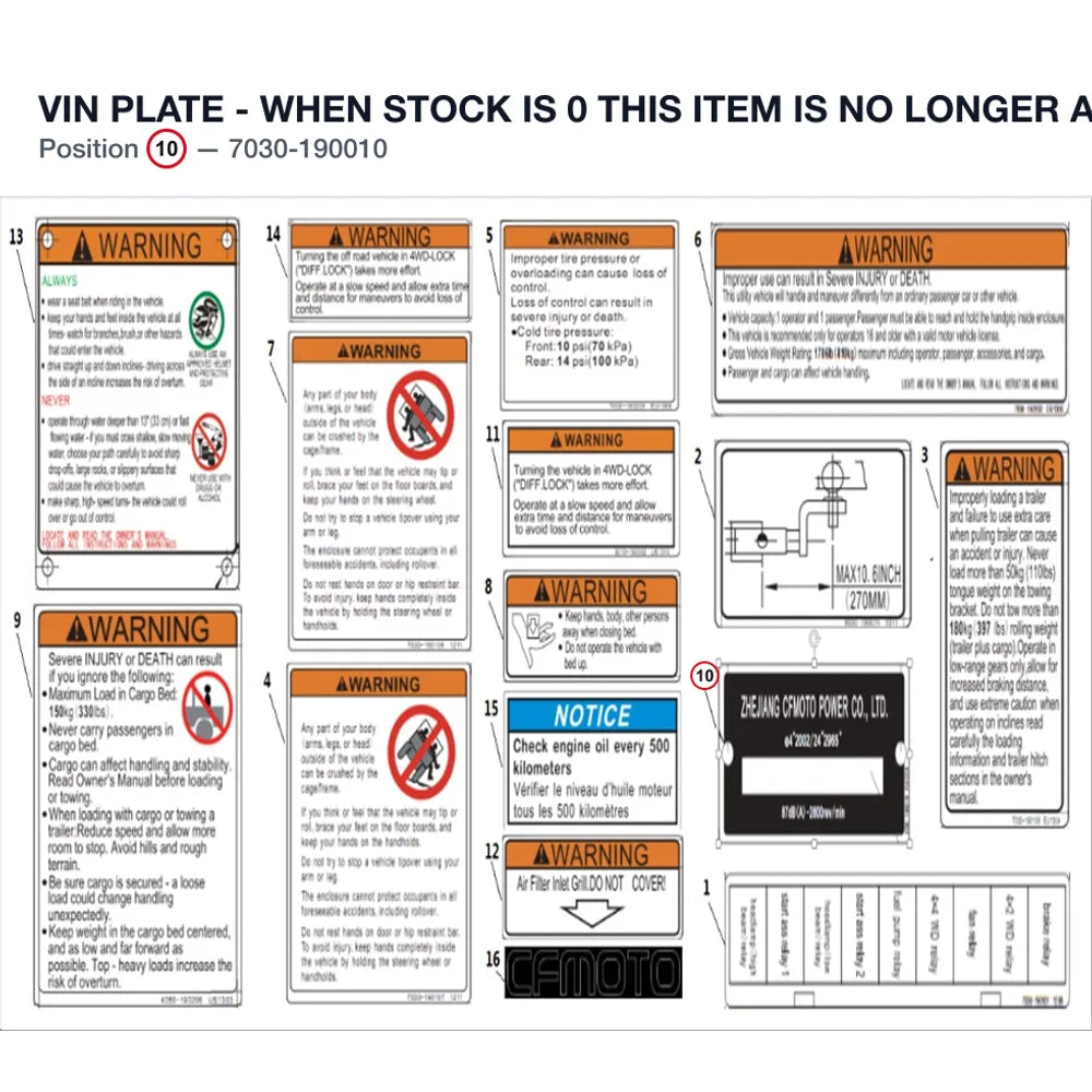 VIN PLATE - WHEN STOCK IS 0 THIS ITEM IS NO LONGER AVAILABLE product image