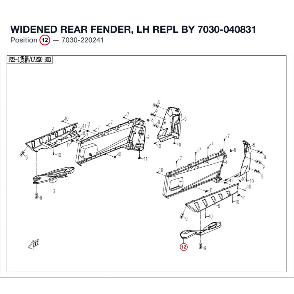 WIDENED REAR FENDER, LH REPL BY 7030-040831 product image