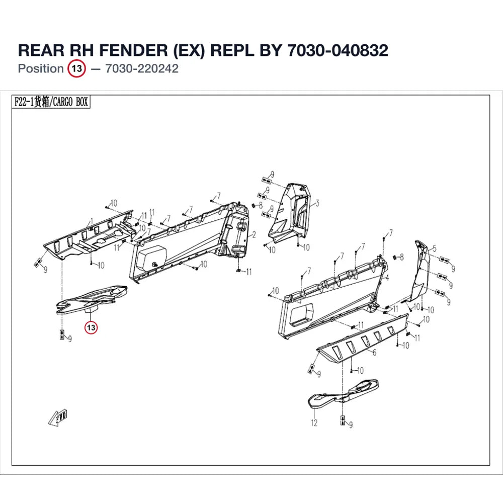 REAR RH FENDER (EX) REPL BY 7030-040832 product image