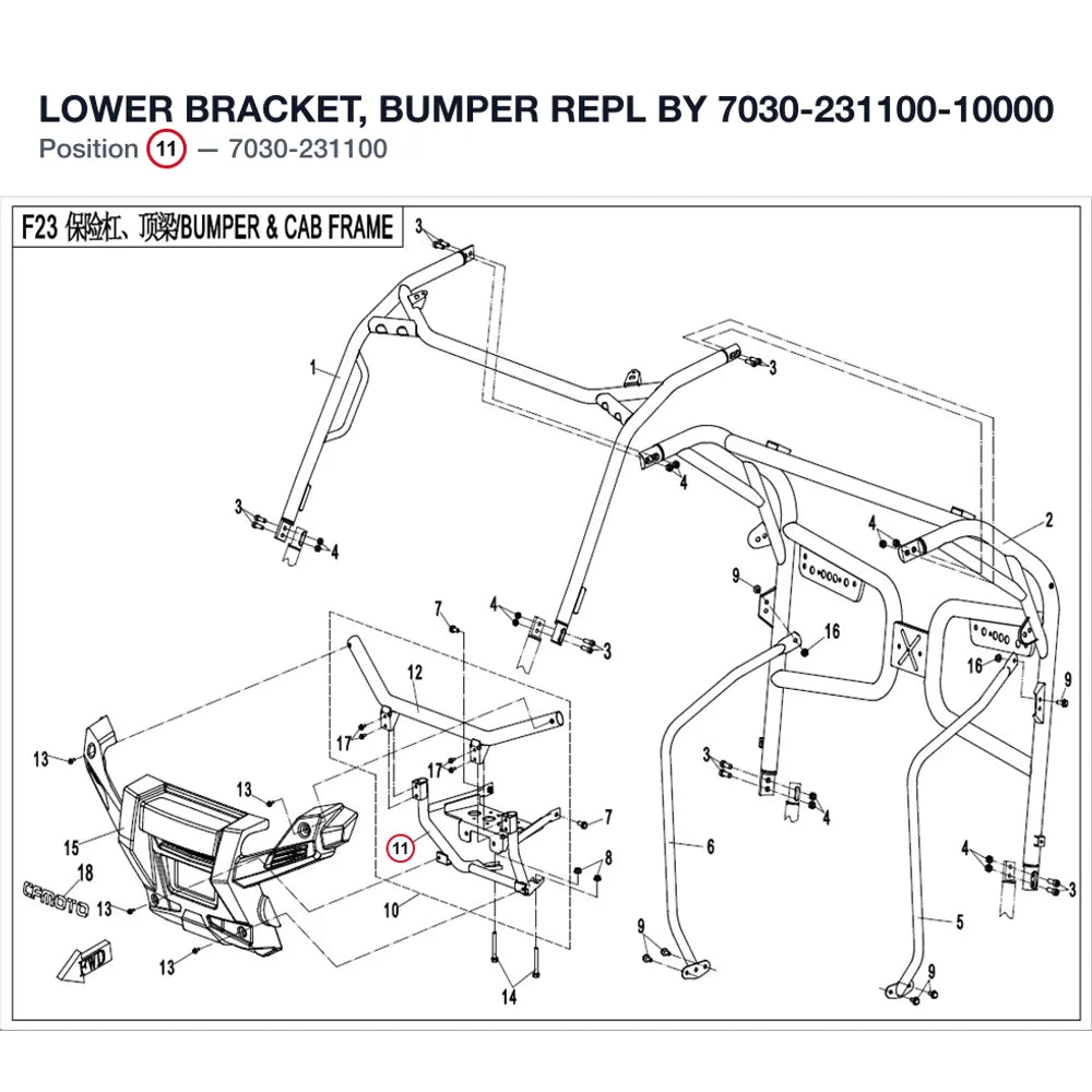 LOWER BRACKET, BUMPER REPL BY 7030-231100-10000 product image