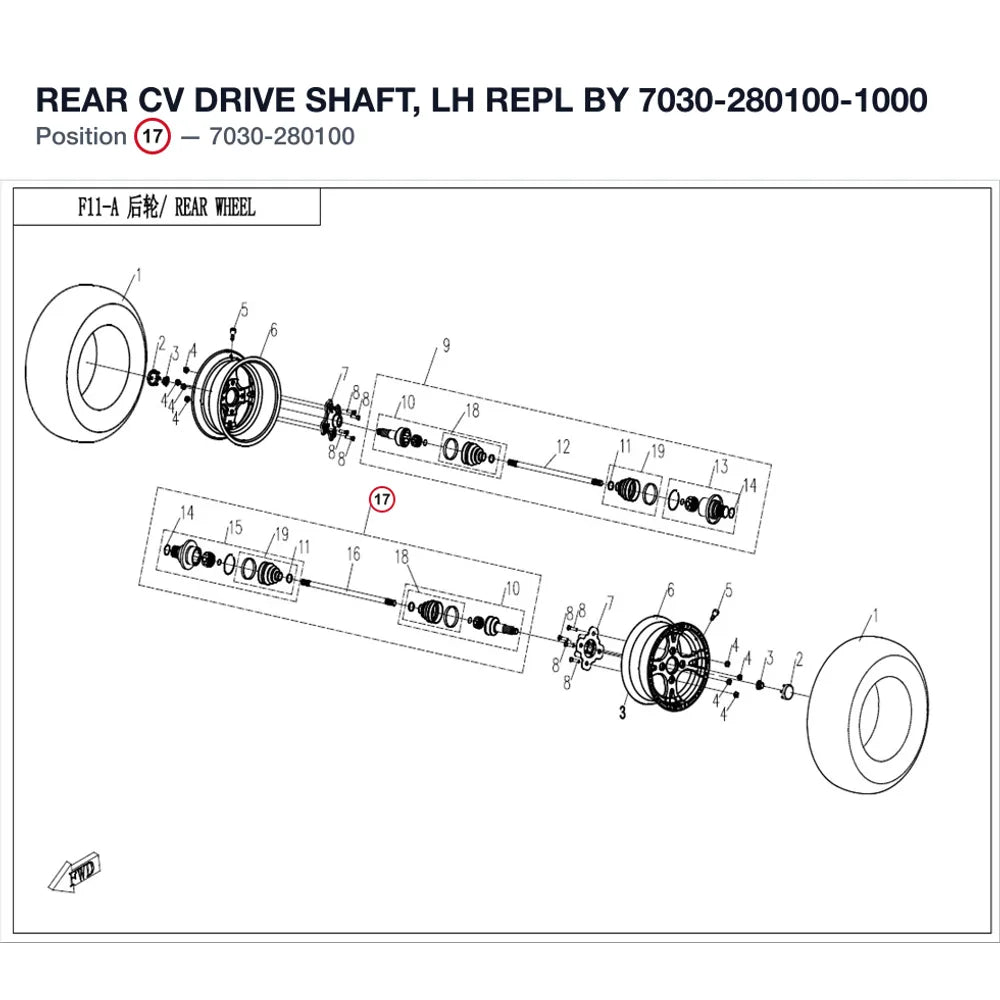 REAR CV DRIVE SHAFT, LH REPL BY 7030-280100-1000 product image