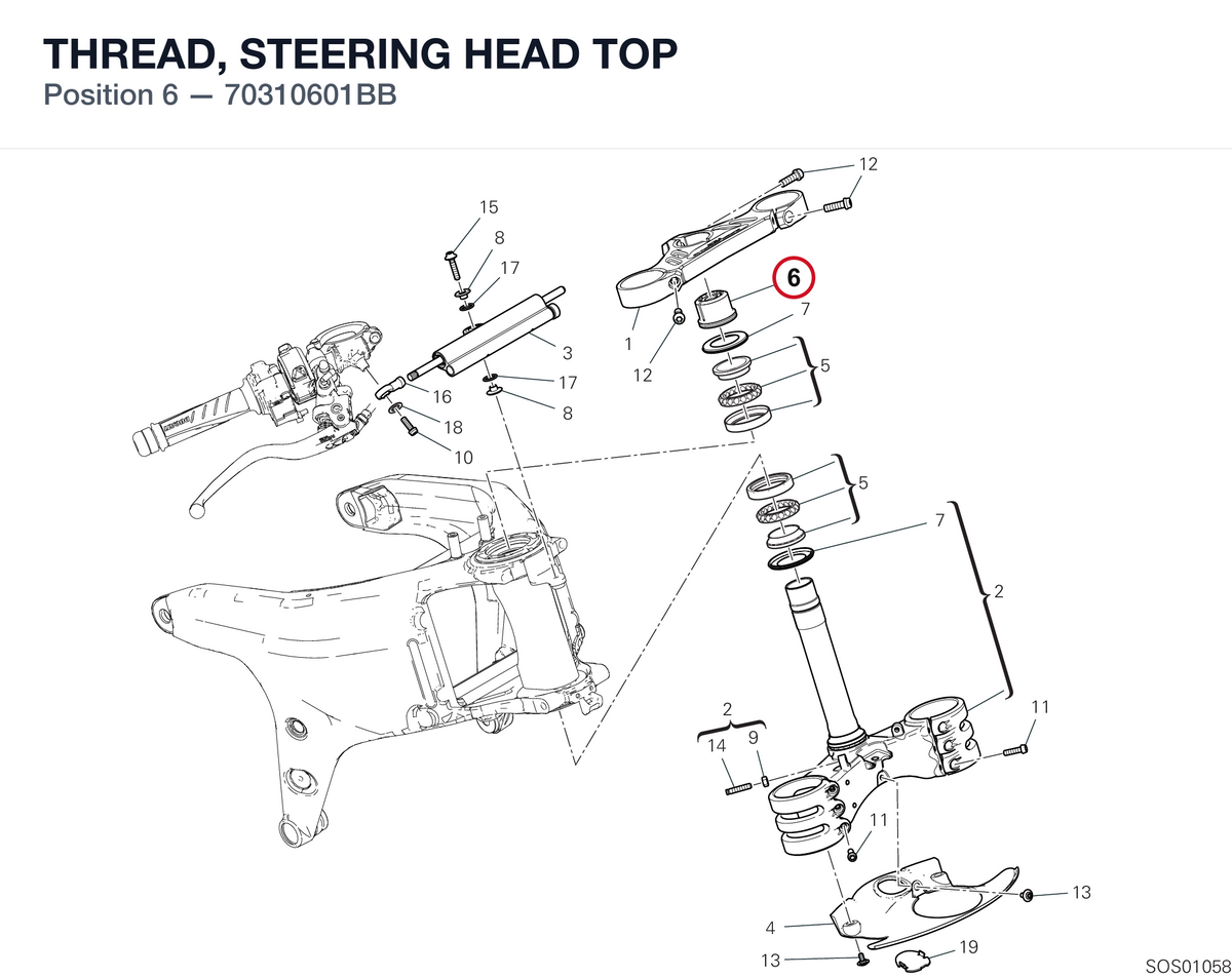 THREAD, STEERING HEAD TOP 70310601BB diagram position