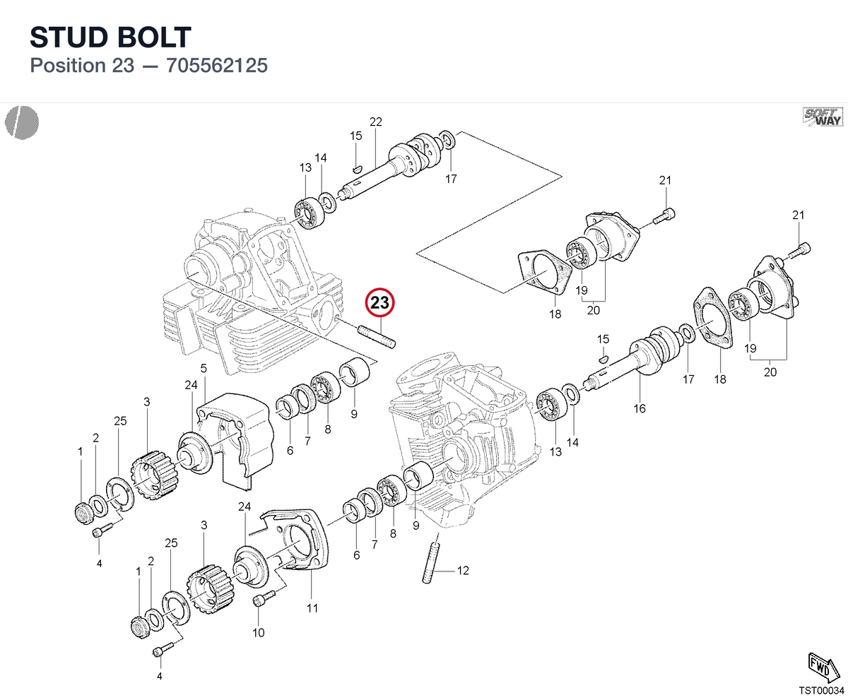 STUD BOLT 705562125 diagram position