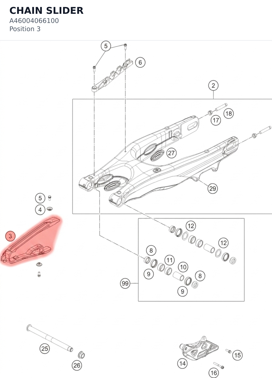 Diagram preview: CHAIN SLIDER (A46004066100)