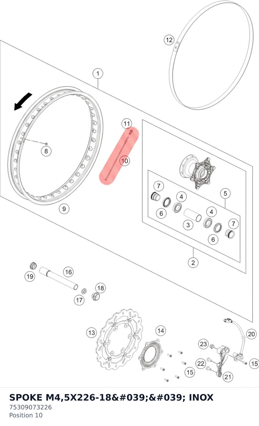 Diagram preview: SPOKE M4,5X226-18'' INOX (75309073226)