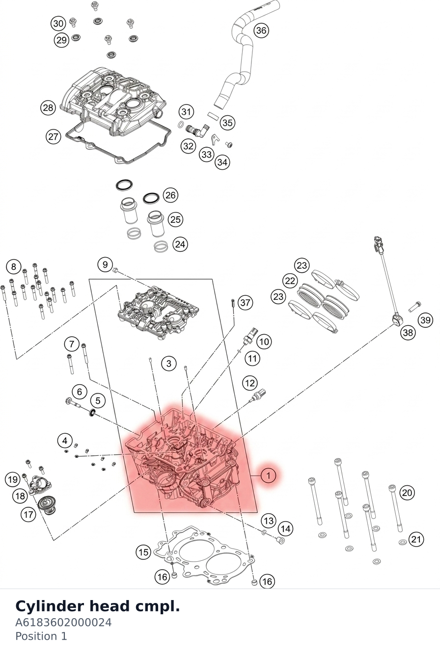 Diagram preview: Cylinder head cmpl. (A6183602000024)